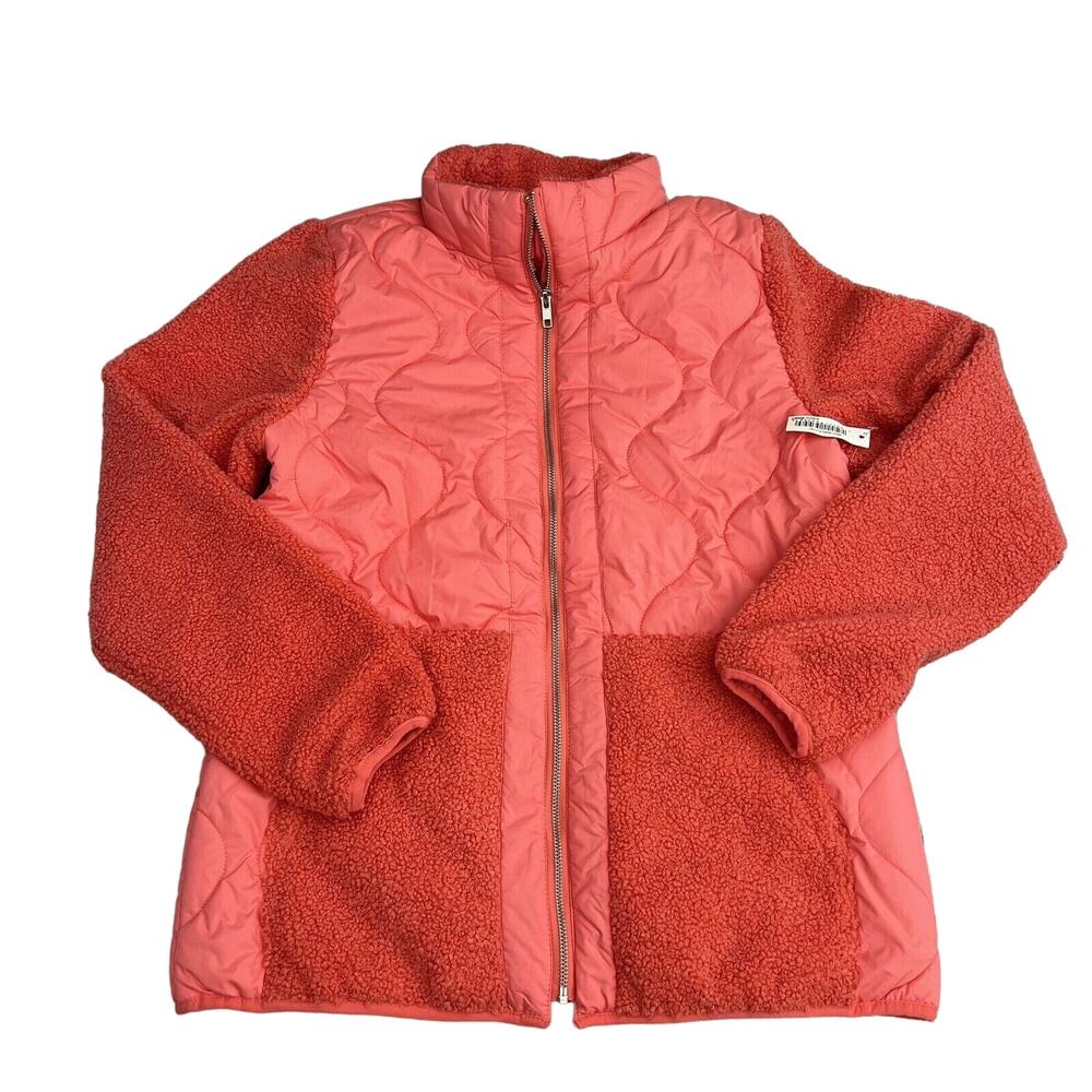 Amazon Essentials Women's Sherpa Puff Jacket Zip Up Waist Cinch Pink Size M